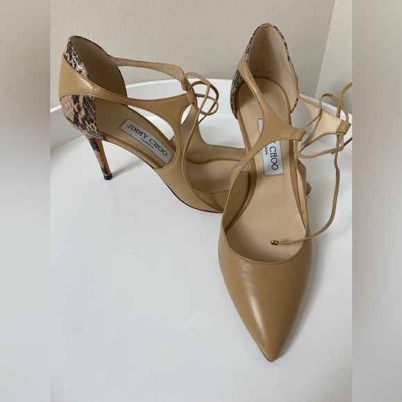 Jimmy Choo leather + snakeskin heels - Picture 1 of 10